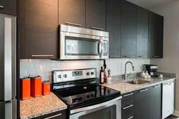 Granite countertops in kitchen
